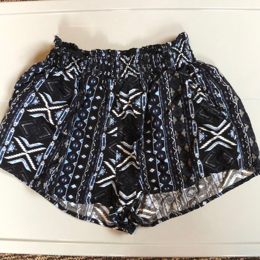 Navy with baby blue and white accents shorts